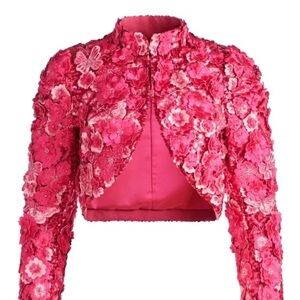 Alice + Olivia Women's Lorna Cropped Floral Appliqué Jacket